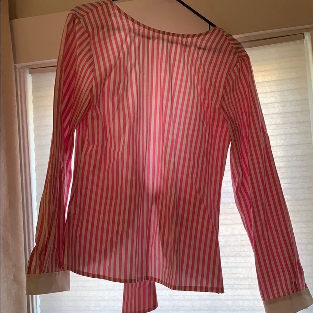 Pink strip backless blous